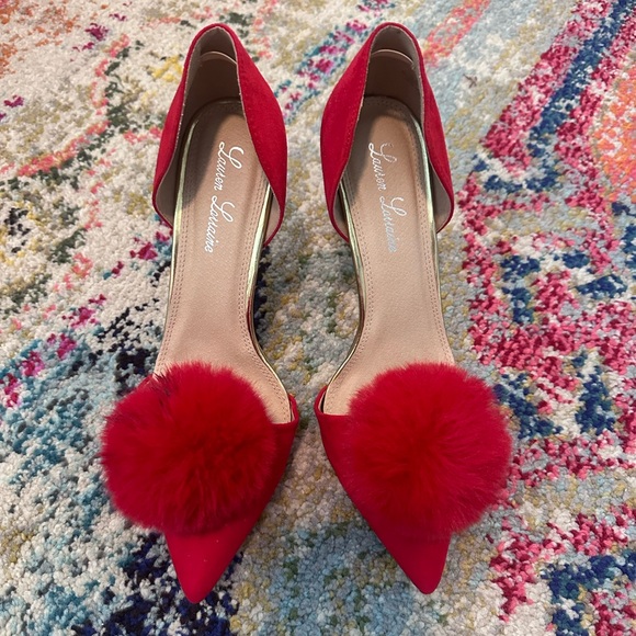 Laura Lorraine Pom Red Heels 8.5 - Picture 2 of 4